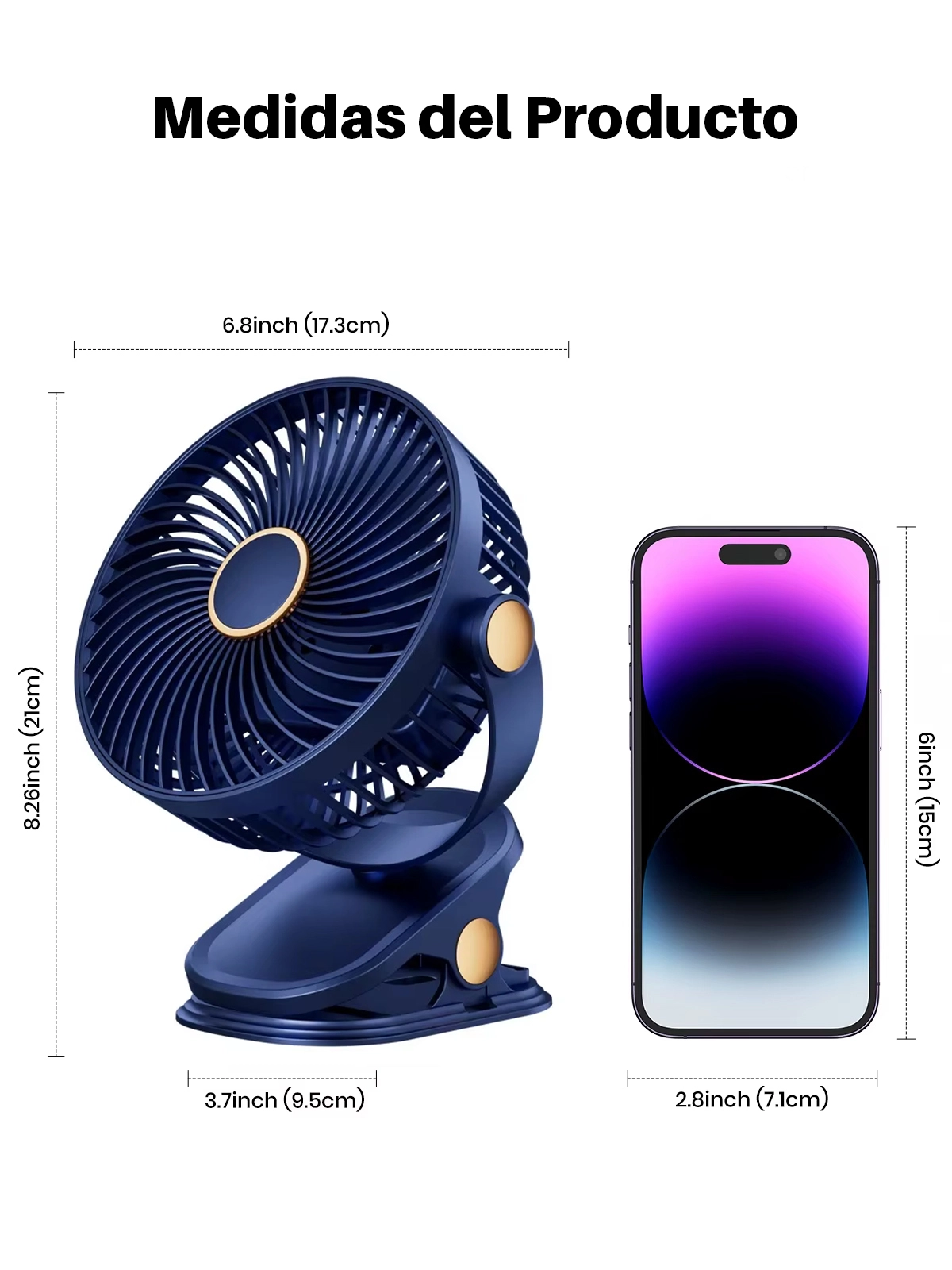 Ventilador Clip-On y de Pared Recargable Azul con Luz LED Opalux OP-CF60-AZ: Frescura Versátil Donde la Necesites