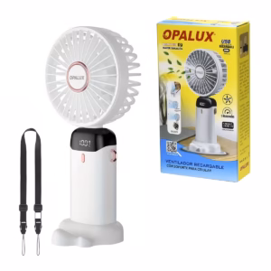 Ventilador Recargable  en  Opalux OP HF con Soporte Celular y Correa Frescura Total Donde Vayas