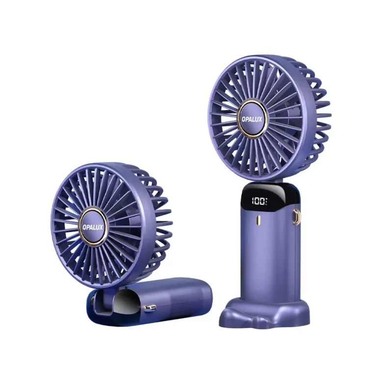 Ventilador Recargable 3-en-1 Opalux OP-HF36 con Soporte Celular y Correa: ¡Frescura Total Donde Vayas!