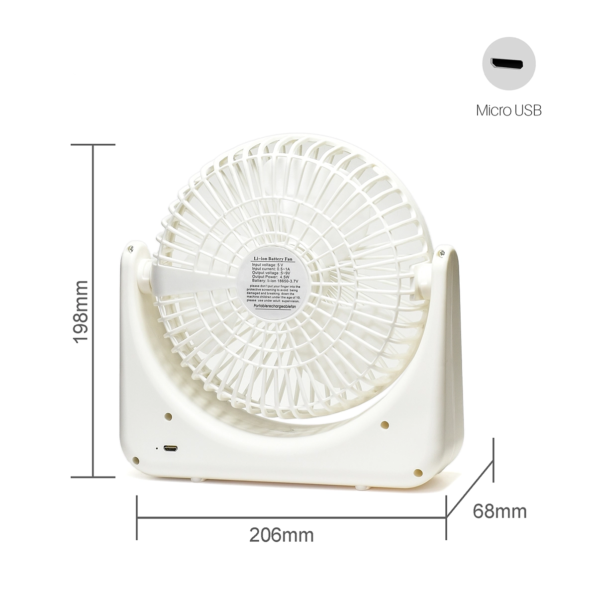 Ventilador Recargable de Escritorio Blanco Opalux OP-TF63-BL: Tu Brisa Personal Silenciosa