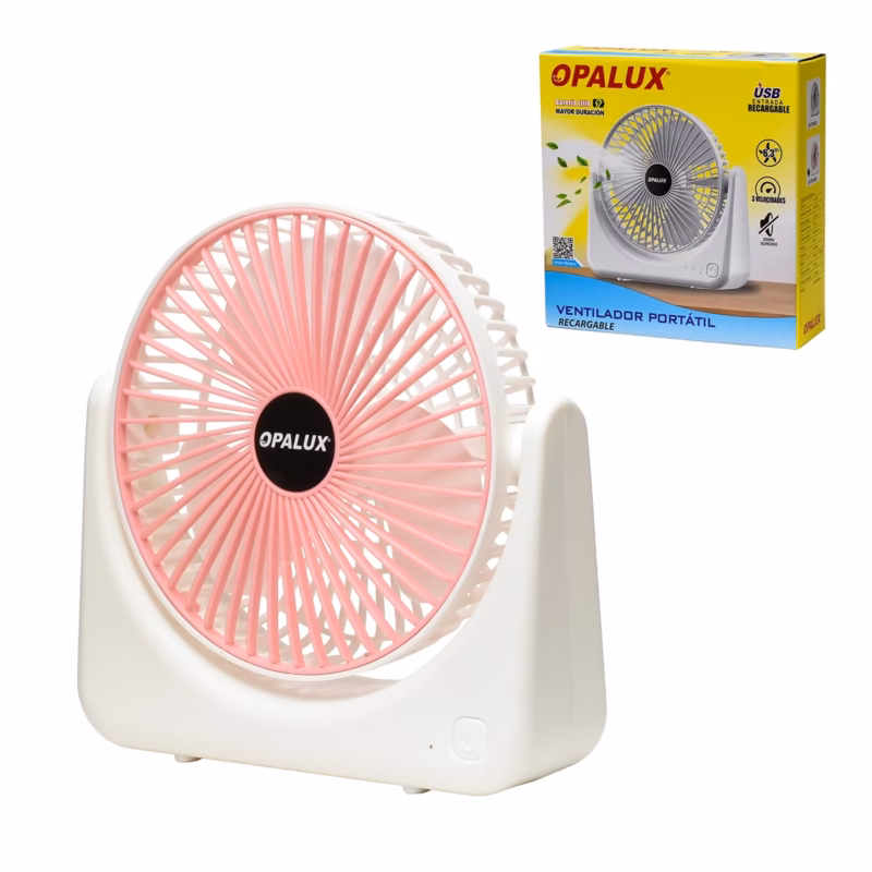 Ventilador Recargable de Escritorio Rosado Opalux OP TF RS Frescura Personal con Estilo