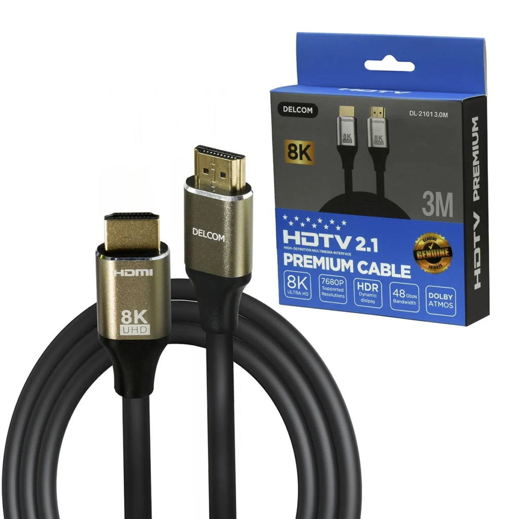 Cable HDMI 8K 3 Metros Delcom DL-2101-3M: Rendimiento HDMI 2.1 a Mayor Distancia