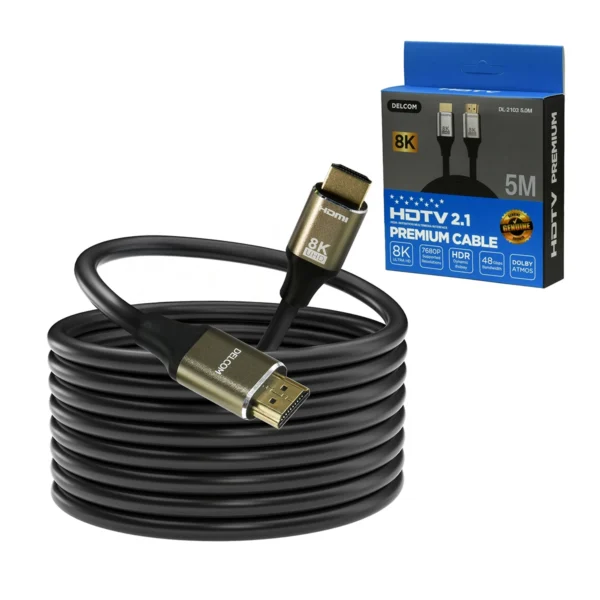 Cable HDMI 8K 5 Metros Delcom DL-2103-5M: Rendimiento HDMI 2.1 en Largas Distancias