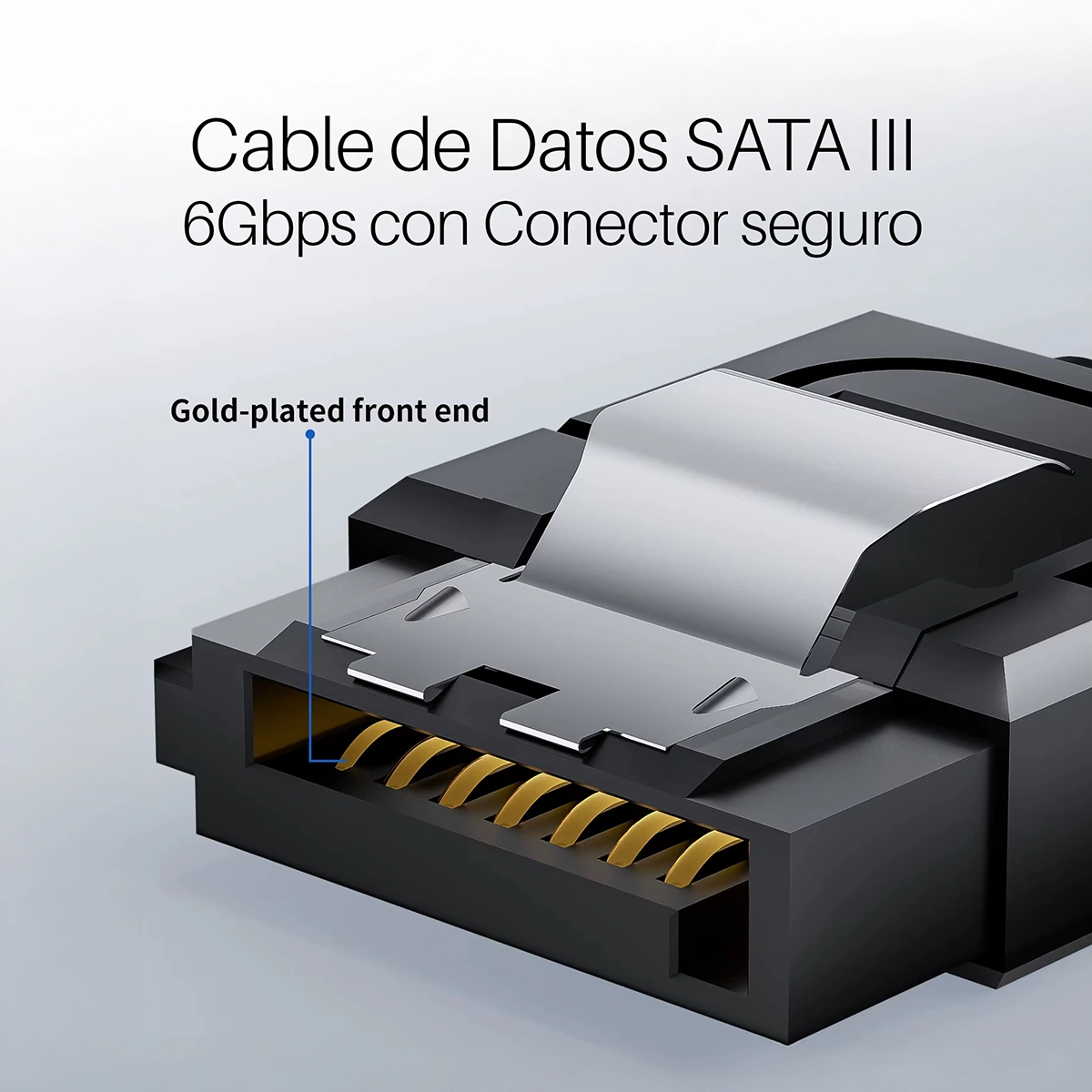 Cable SATA III 6Gbps 50cm GP-270-ST180 con Seguro: Conexión Rápida y Segura para tus Unidades