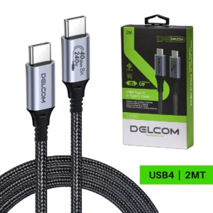 Cable USB-C USB4 Gen3 Delcom DL-U4G302 (2m): ¡8K 60Hz, 40Gbps y Carga 240W a Mayor Distancia!, Cable USB-C Gen3 2 Metros Delcom DL-U4G302: ¡8K 60Hz, 40Gbps y Carga 240W a Mayor Distancia!