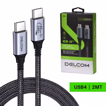 Cable USB-C USB4 Gen3 Delcom DL-U4G302 (2m): ¡8K 60Hz, 40Gbps y Carga 240W a Mayor Distancia!, Cable USB-C Gen3 2 Metros Delcom DL-U4G302: ¡8K 60Hz, 40Gbps y Carga 240W a Mayor Distancia!