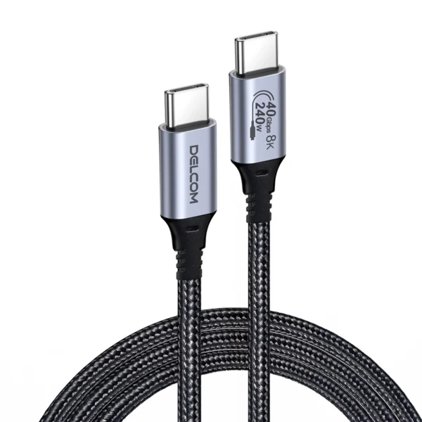 Cable USB-C USB4 Gen3 Delcom DL-U4G302 (2m): ¡8K 60Hz, 40Gbps y Carga 240W a Mayor Distancia!, Cable USB-C Gen3 2 Metros Delcom DL-U4G302: ¡8K 60Hz, 40Gbps y Carga 240W a Mayor Distancia!