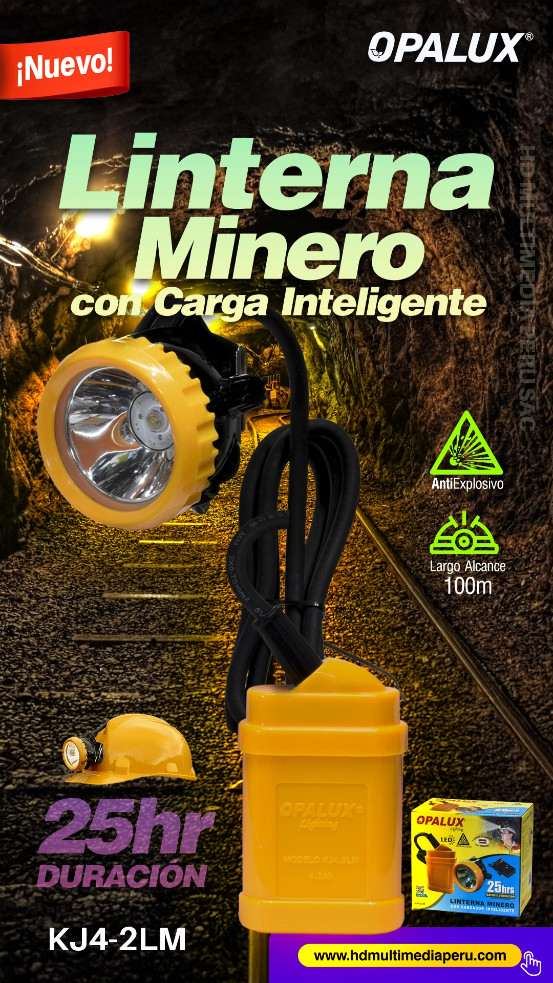 Linterna Minera Recargable Antiexplosiva Opalux KJ4.2LM: ¡Seguridad y Potencia Extrema para Entornos Exigentes!