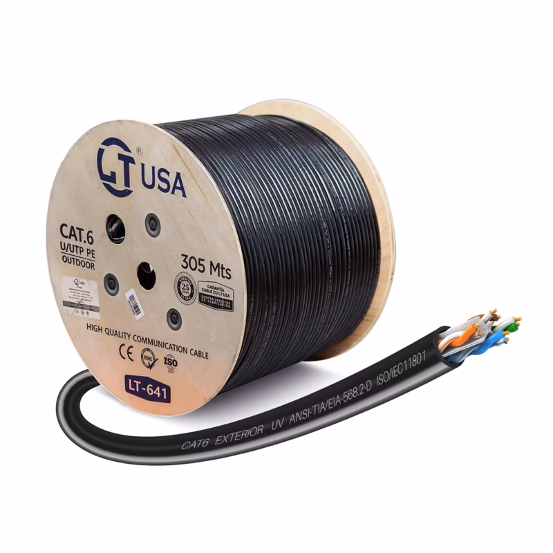 Cable UTP Cat Exterior LT USA LT  Chaqueta UV Rollo de M Red Gigabit Resistente a la Intemperie