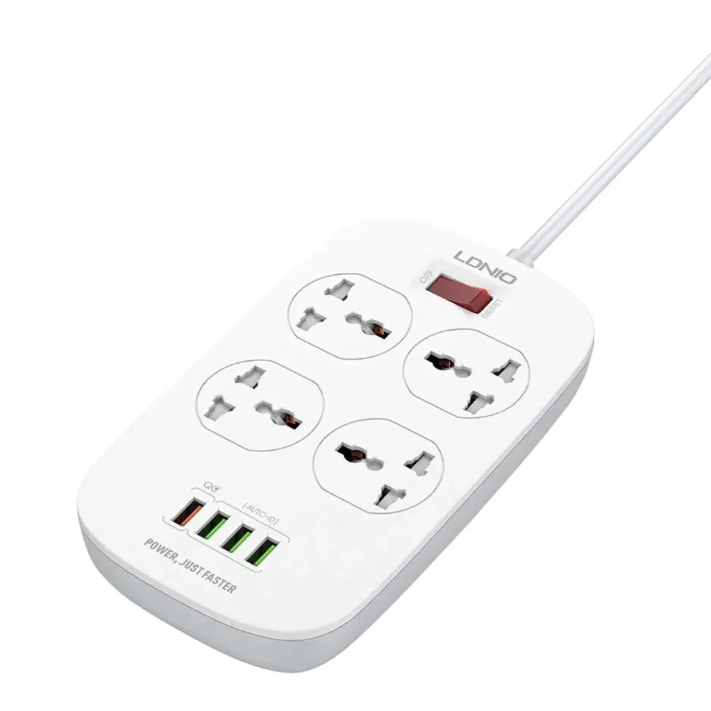 Supresor de Picos LDNIO SC con  Tomas Universales y  USB QC Carga Rápida y Protección Total