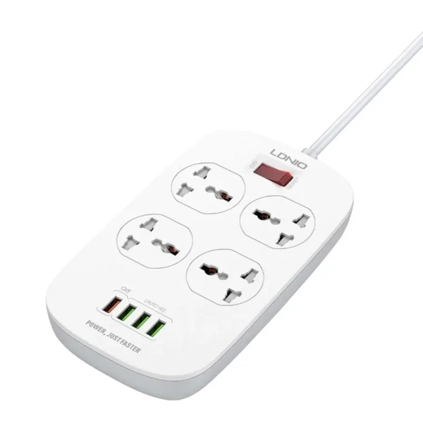 Supresor de Picos LDNIO SC4407 con 4 Tomas Universales y 4 USB (QC3.0): ¡Carga Rápida y Protección Total!