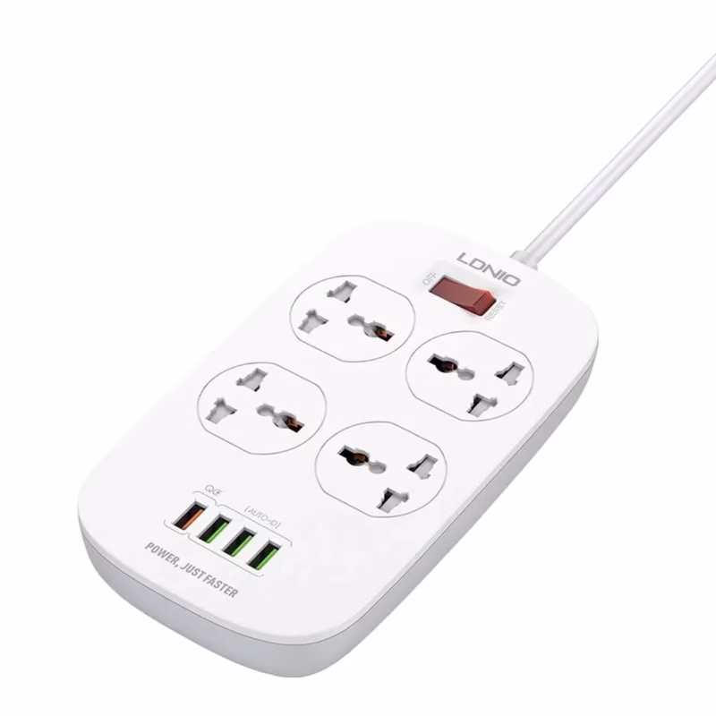 Supresor de Picos LDNIO SC con  Tomas Universales y  USB QC Carga Rápida y Protección Total