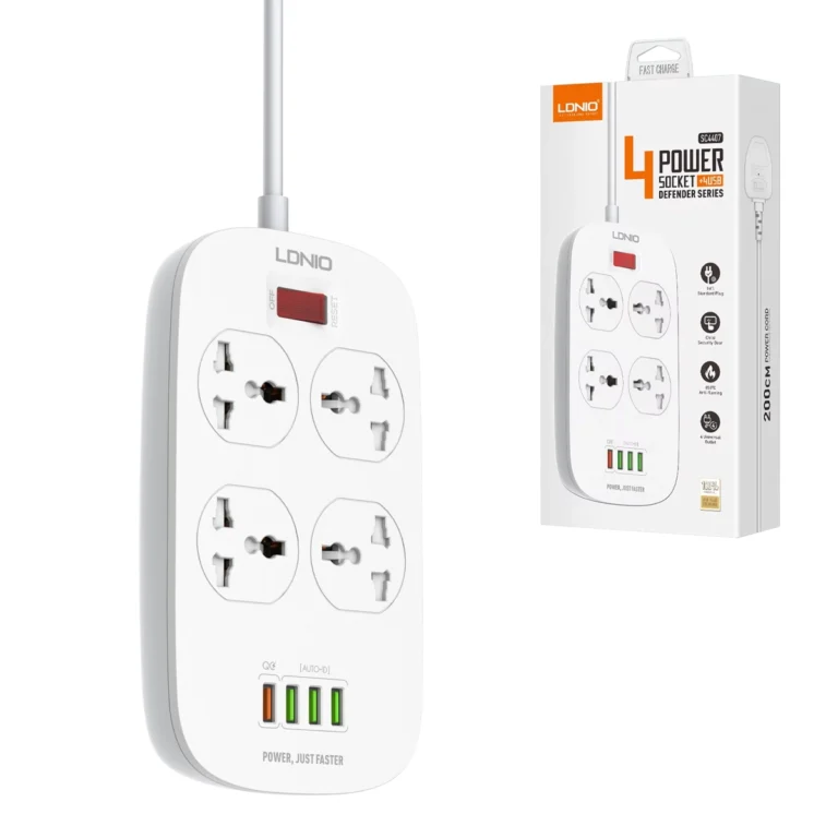 Supresor de Picos LDNIO SC4407 con 4 Tomas Universales y 4 USB (QC3.0): ¡Carga Rápida y Protección Total!