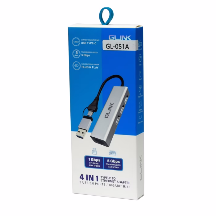 Adaptador  en  USB CA a LAN Gigabit y  Puertos USB  Glink GL A La Conexión Universal