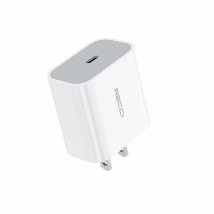 Cargador Rápido USB-C 20W RECCI RCT-P02C: ¡Potencia PD y PPS para tu Smartphone!, SOLO DADO USB-C, no incluye Cable