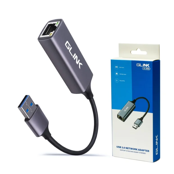 Adaptador USB 3.0 a Red LAN Gigabit Glink GL-041A: ¡Velocidad por Cable para tu PC y Laptop!