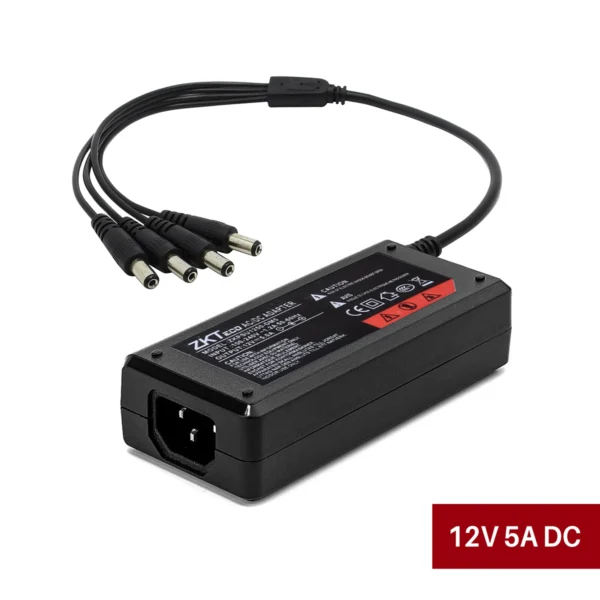 Adaptador de Voltaje 12V 5A ZKTeco con 4 Salidas DC: ¡Energía Centralizada para tus Cámaras!, ZK-PSU1250-DMS