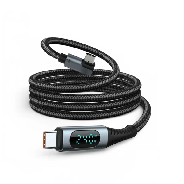 Cable USB4 1m Delcom DL-U4T302 (90° y LED Digital): ¡8K, 40Gbps y Carga 240W!