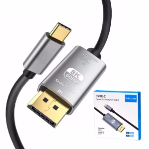 Cable USB-C a DisplayPort 8K 2m Delcom DL-CDP002: ¡Conecta tu Laptop a la Máxima Resolución y Fluidez!
