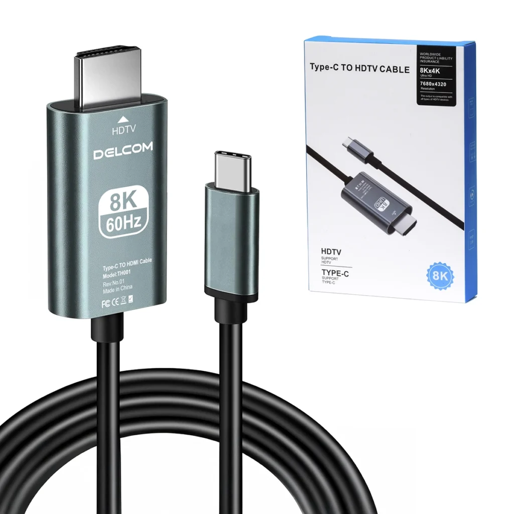Cable USB-C a HDMI 8K 60Hz de 2 Metros Delcom DL-CHD002: ¡Calidad de Imagen Insuperable!