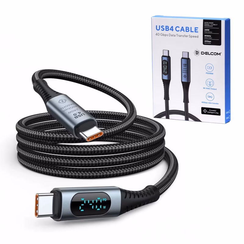Cable USB C USB m Delcom DL UT con Pantalla LED K Gbps y Carga de W