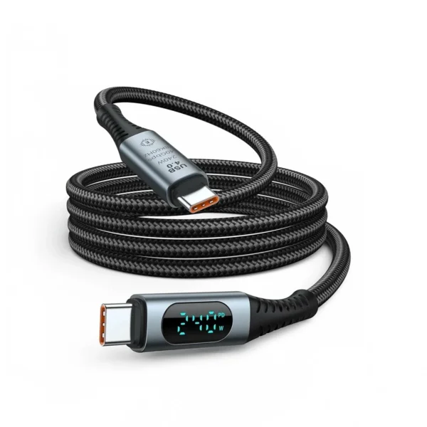 Cable USB-C USB4 1m Delcom DL-U4T301 con Pantalla LED: ¡8K, 40Gbps y Carga de 240W!
