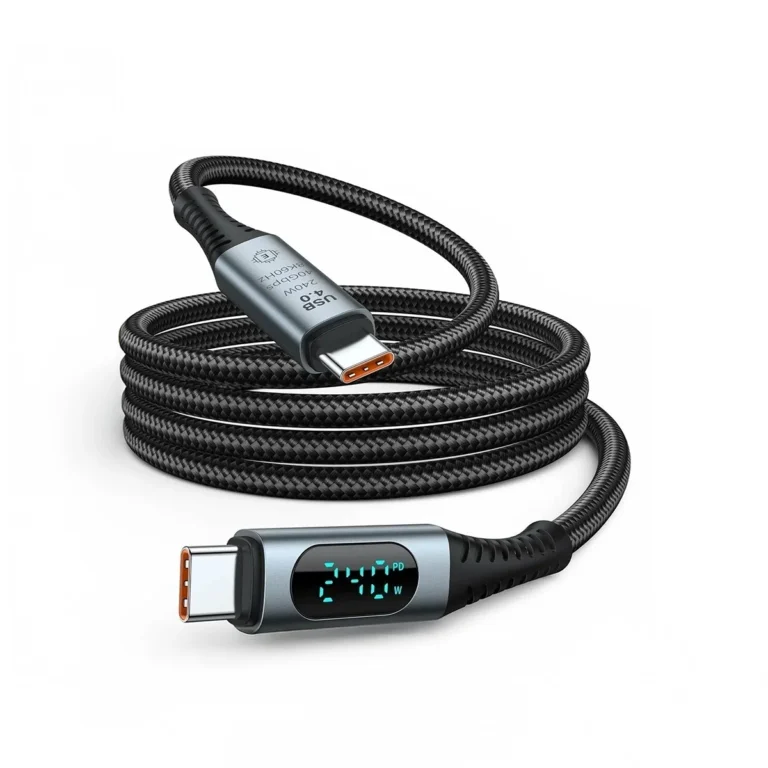 Cable USB-C USB4 1m Delcom DL-U4T301 con Pantalla LED: ¡8K, 40Gbps y Carga de 240W!