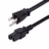 Cable de poder negro American NET de  metros mostrando el enchufe plano NEMA  P en un extremo y el conector C con su muesca característica en el otro Aquí tienes el texto SEO optimizado para el Cable de Poder C American NET GP  x C Cable de Poder C a NEMA  P m American NET Para Equipos de Alta Temperatura y Redes