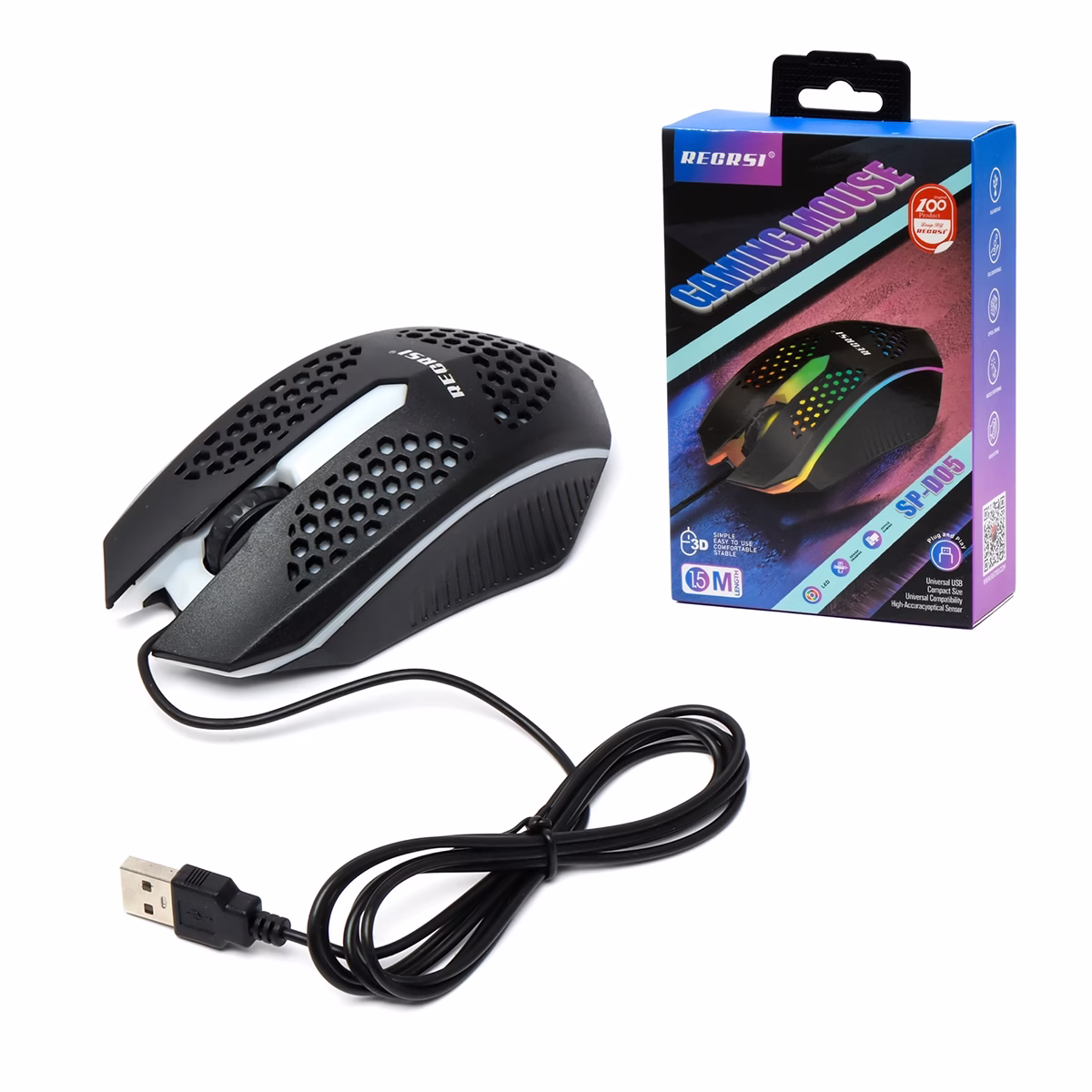 Mouse Gaming Económico de 1200DPI con RGB RECRSI SP D05____ HD Multimedia PERU SAC Mouse Gaming Económico RGB RECRSI SP D Estilo y Precisión a tu Alcance