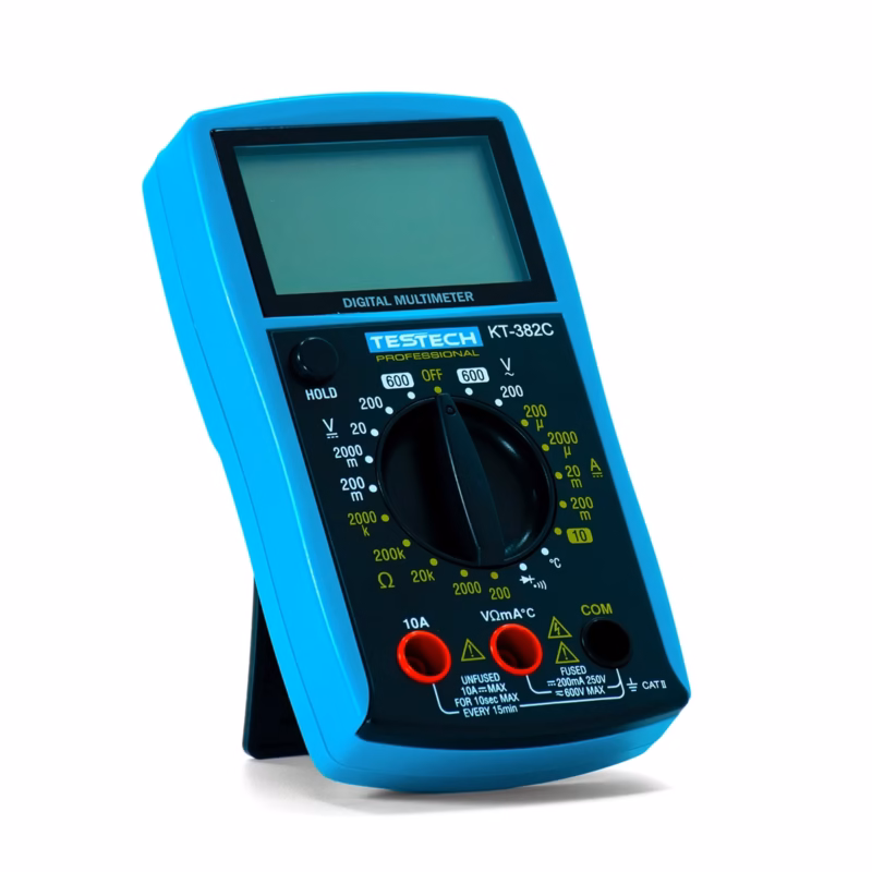 Multitester Digital Testech KT C CAT II V Mide Voltaje Corriente Temperatura y Más
