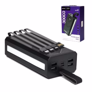 Power Bank 30000mAh RECRSI RE-PB311 con 4 Cables Integrados y Lámpara LED: ¡La Estación de Carga Definitiva!