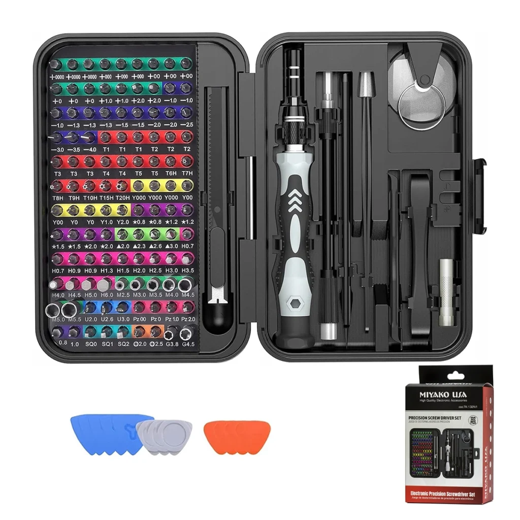 Set de Desarmadores de Precisión 132 en 1 Miyako USA TK-132N1: ¡El Kit Definitivo para Reparaciones Electrónicas!