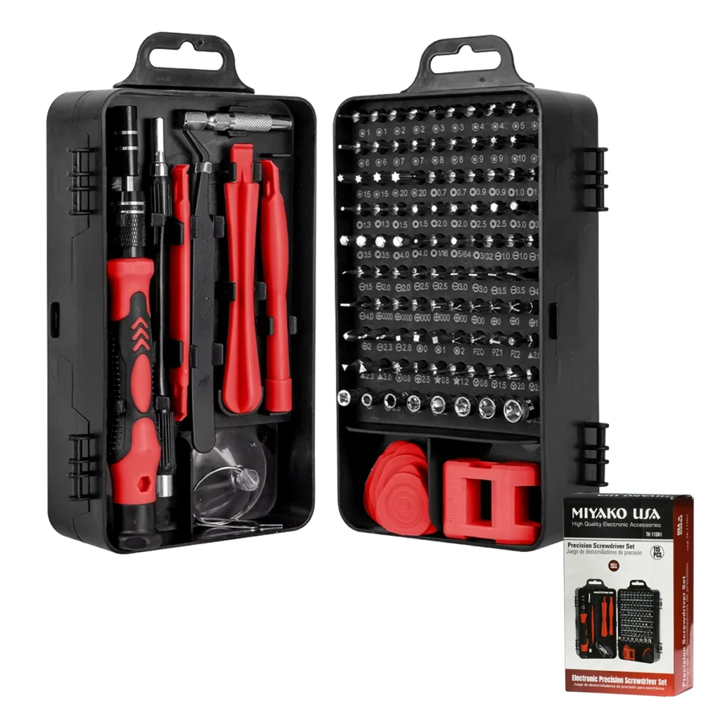 Set de Desarmadores de Precisión 115 en 1 Miyako USA TK-115N1: ¡Tu Taller de Reparación Portátil!