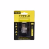 Adaptador USB C Hembra a USB A  Macho Delcom Conecta tus Cables USB C en Cualquier Puerto USB Pequeño adaptador Delcom DOTG USB de color plateado mostrando el conector USB A macho y el puerto USB C hembra con su cordón de seguridad de nylon producto de HD Multimedia