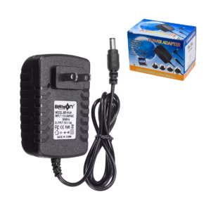 Adaptador de Voltaje 5V 3A Briyon RU-5003: ¡Potencia Estable para tus Dispositivos!, Adaptador de corriente Briyon RU-5003 de 5V 3A color negro, con su enchufe plano directo a la pared y cable con conector DC, producto de HD Multimedia.