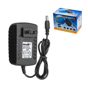 Adaptador de Voltaje 5V 3A Briyon RU-5003: ¡Potencia Estable para tus Dispositivos!, Adaptador de corriente Briyon RU-5003 de 5V 3A color negro, con su enchufe plano directo a la pared y cable con conector DC, producto de HD Multimedia.