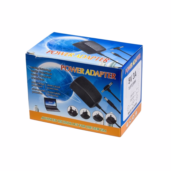 Adaptador de Voltaje V A Briyon RU  Potencia Estable para tus Dispositivos Adaptador de corriente Briyon RU  de V A color negro con su enchufe plano directo a la pared y cable con conector DC producto de HD Multimedia