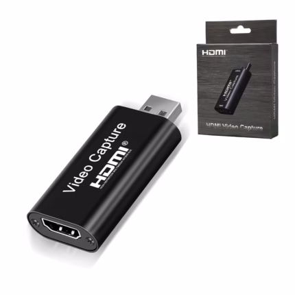 Capturadora de Video HDMI a USB  K p UVC HU  Streaming Creativo al Instante Pequeña capturadora de video HDMI a USB  modelo UVC  con carcasa de aluminio mostrando el puerto de entrada HDMI y el conector de salida USB producto de HD Multimedia