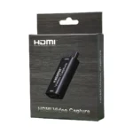 Capturadora de Video HDMI a USB 2.0 4K 1080p UVC-005/HU-03: ¡Streaming Creativo al Instante!, Pequeña capturadora de video HDMI a USB 2.0 modelo UVC-005 con carcasa de aluminio, mostrando el puerto de entrada HDMI y el conector de salida USB, producto de HD Multimedia.