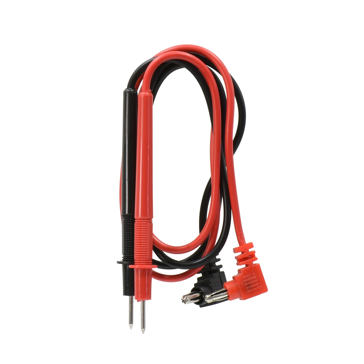 Multímetro Digital DT9205A+ con Pantalla LCD: ¡La Herramienta Completa para tu Taller!, Multímetro digital DT9205A+ con su gran pantalla LCD inclinable y su funda protectora de goma, mostrando los cables de prueba conectados, producto de HD Multimedia.