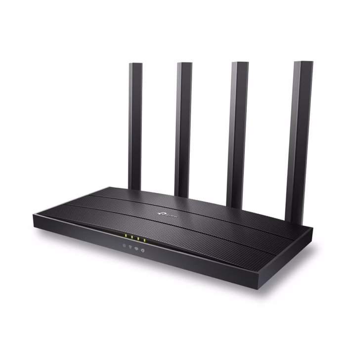 Router Wi Fi  AX Gigabit TP Link Archer AX La Nueva Generación de Wi Fi para tu Hogar Router Wi Fi  TP Link Archer AX de color negro con sus cuatro antenas desplegadas un dispositivo de red de alta velocidad para el hogar de HD Multimedia