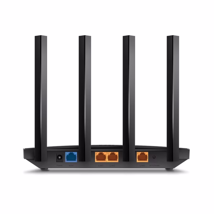 Router Wi Fi  AX Gigabit TP Link Archer AX La Nueva Generación de Wi Fi para tu Hogar Router Wi Fi  TP Link Archer AX de color negro con sus cuatro antenas desplegadas un dispositivo de red de alta velocidad para el hogar de HD Multimedia