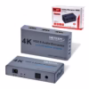 Splitter HDMI x KHz con Extractor de Audio NETCOM PE EL Duplica y Extrae Splitter HDMI x con extractor de audio NETCOM PE EL de metal negro mostrando su puerto de entrada HDMI y sus salidas HDMI óptica y mm producto de HD Multimedia