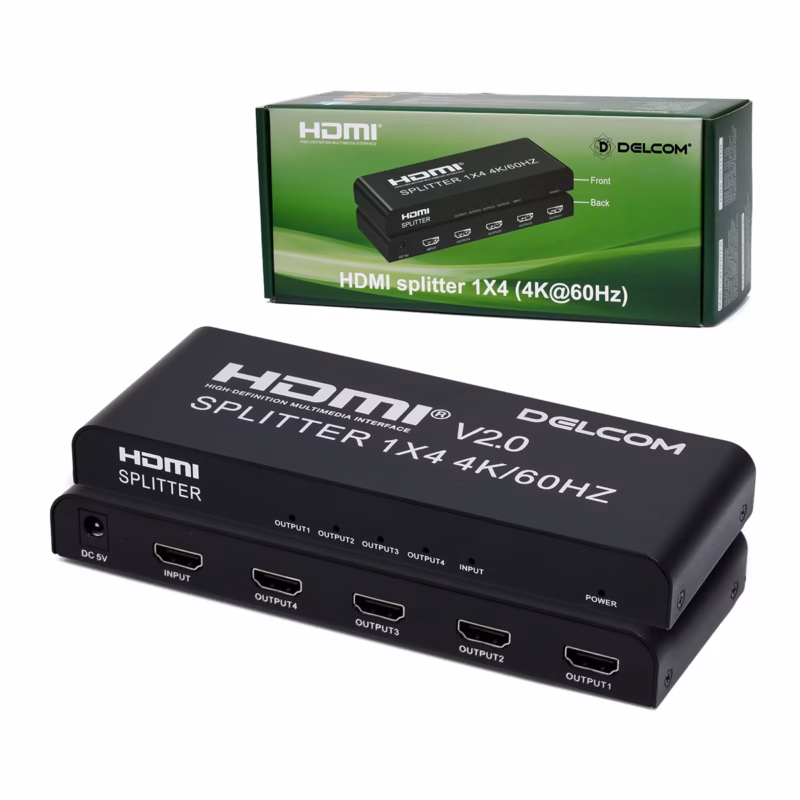 Splitter HDMI × K Delcom DL SPLK Una Señal Cuatro Pantallas en Simultáneo em KHz
