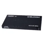 Splitter HDMI 1x8 4K 60Hz v2.0 Delcom DL-SPL4K08: ¡Distribuye tu Señal 4K a 8 Pantallas!, Splitter HDMI profesional 1x8 Delcom DL-SPL4K08 de metal color negro, mostrando su puerto de entrada HDMI y sus ocho puertos de salida HDMI para distribución masiva de video 4K, producto de HD Multimedia.