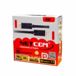 Cable DisplayPort de 8 Metros 4K@60Hz Netcom PE-DP0154/8M: Lleva tu Experiencia Visual 4K más Lejos, Cable DisplayPort de 8 metros de largo marca Netcom, color negro, mostrando sus conectores robustos para una conexión de video 4K, un producto de alta definición de HD Multimedia PERU SAC.
