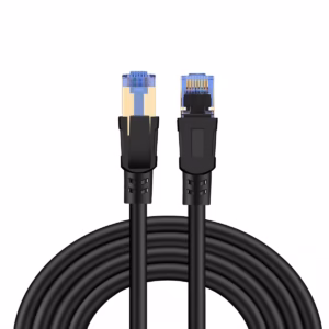 Cable Patch Cord Cat8 de 3 Metros Delcom DL-ML0803: Libera la Verdadera Velocidad de tu Red, Cable de red Cat8 S/FTP de 3 metros Delcom DL-ML0803 color negro, mostrando sus robustos conectores RJ45 blindados de alto rendimiento, producto de HD Multimedia PERU SAC.