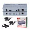 Extensor KVM M Over IP HDMI p y USB Netcom PE EXU Controla y Distribuye tu Señal HDMI a  Metros Extender KVM  Metros Over IP Kit extensor KVM HDMI sobre IP Netcom PE EXU mostrando las dos unidades metálicas transmisor y receptor con sus múltiples puertos HDMI y USB un producto profesional de HD Multimedia PERU SAC