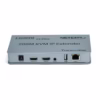 Extensor KVM M Over IP HDMI p y USB Netcom PE EXU Controla y Distribuye tu Señal HDMI a  Metros Extender KVM  Metros Over IP Kit extensor KVM HDMI sobre IP Netcom PE EXU mostrando las dos unidades metálicas transmisor y receptor con sus múltiples puertos HDMI y USB un producto profesional de HD Multimedia PERU SAC