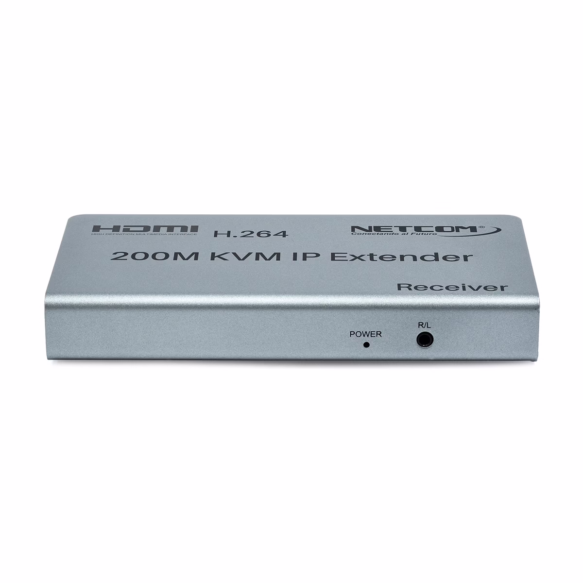 Extensor KVM 200M Over IP HDMI 1080p y USB Netcom PE-EXU200: Controla y Distribuye tu Señal HDMI a 200 Metros, Extender KVM 200 Metros Over IP, Kit extensor KVM HDMI sobre IP Netcom PE-EXU200, mostrando las dos unidades metálicas (transmisor y receptor) con sus múltiples puertos HDMI y USB, un producto profesional de HD Multimedia PERU SAC.